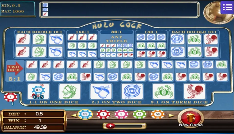 Hulu Cock after a round on Mega888: 0.5 on the fish, one fish and two coins, WIN 1